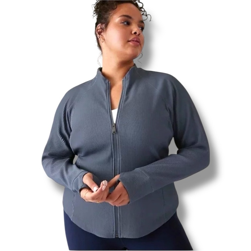 Athleta Salutation Ribbed Jacket - Plus 2x Granit… - image 1
